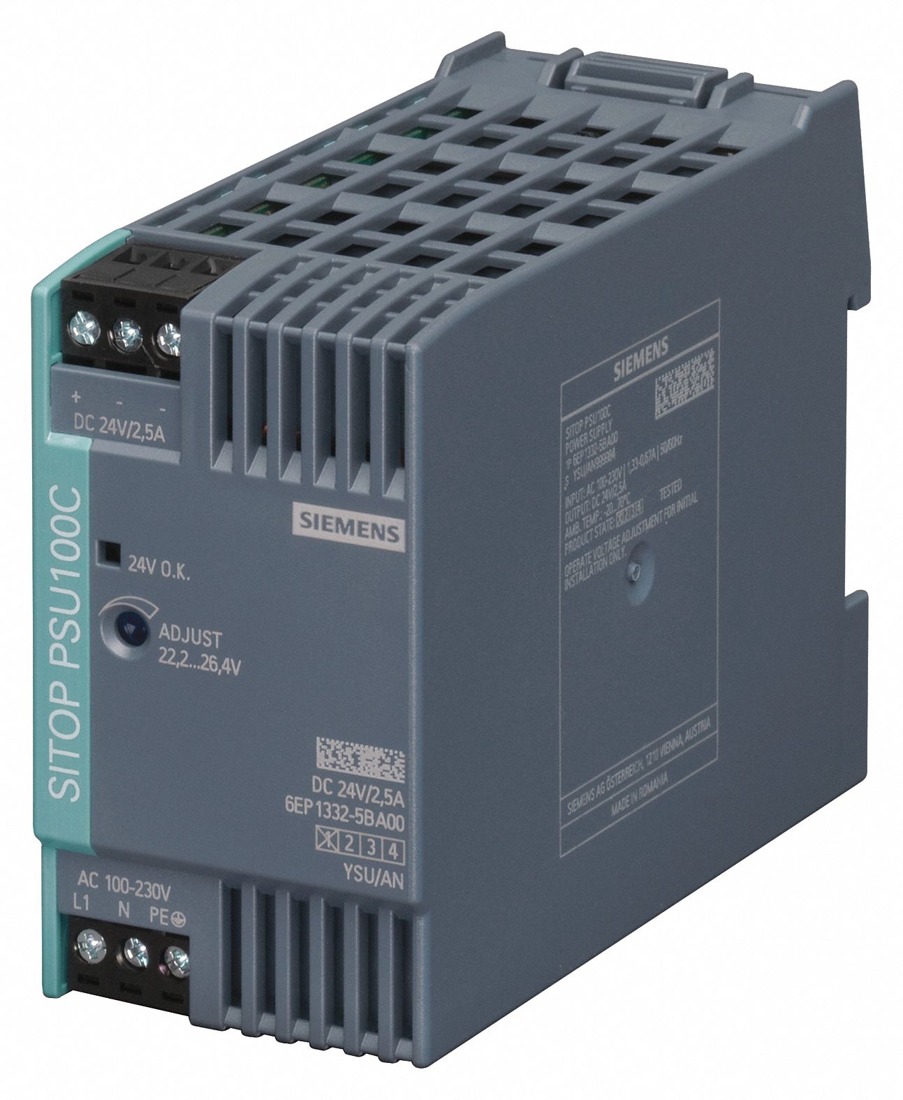 Power Supply, 24VDC, Amps 2.5