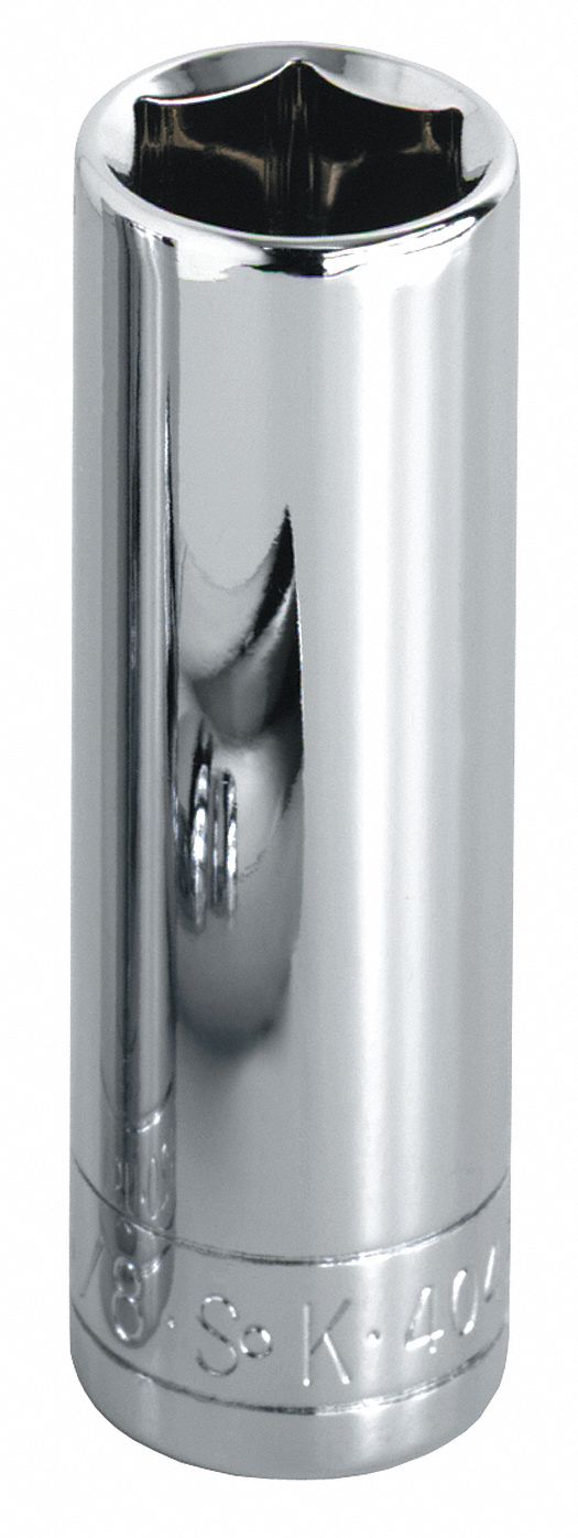 Socket, Deep, 1/4 In Dr, 12 Pt, 3/8 In