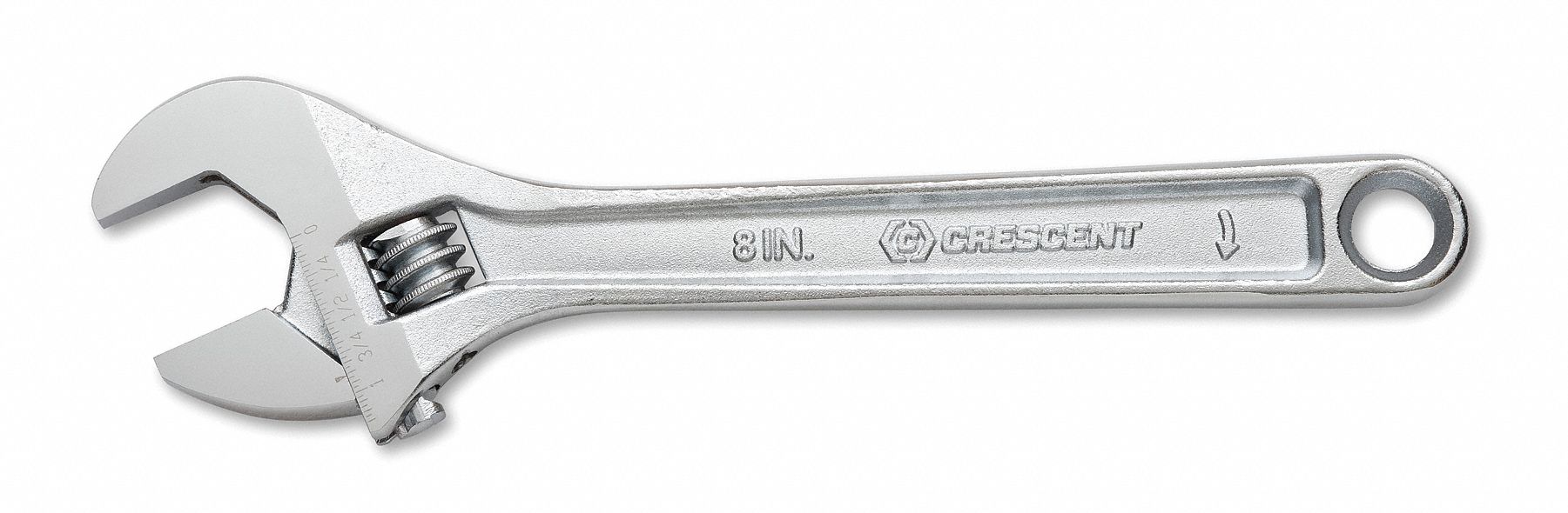 Adjustable Wrench, 8 in., Chrome, Plain