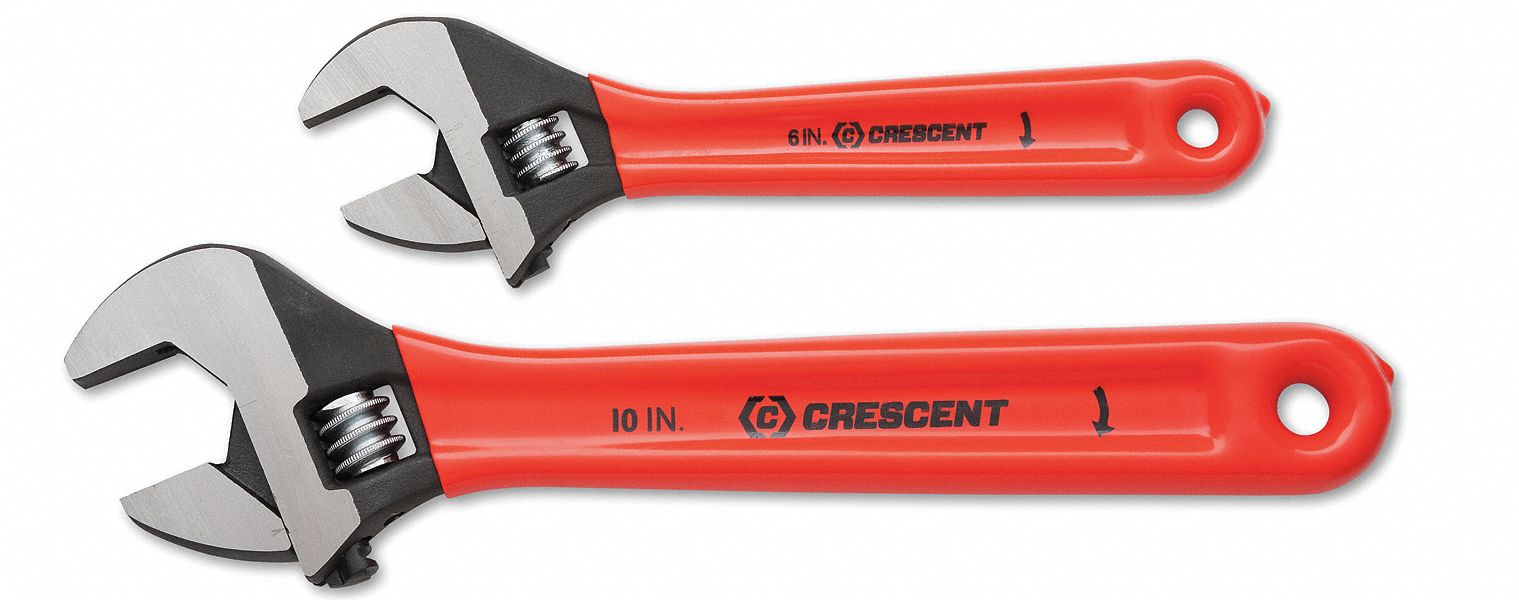 Adjustable Wrench Set, Alloy Steel, 2 PC