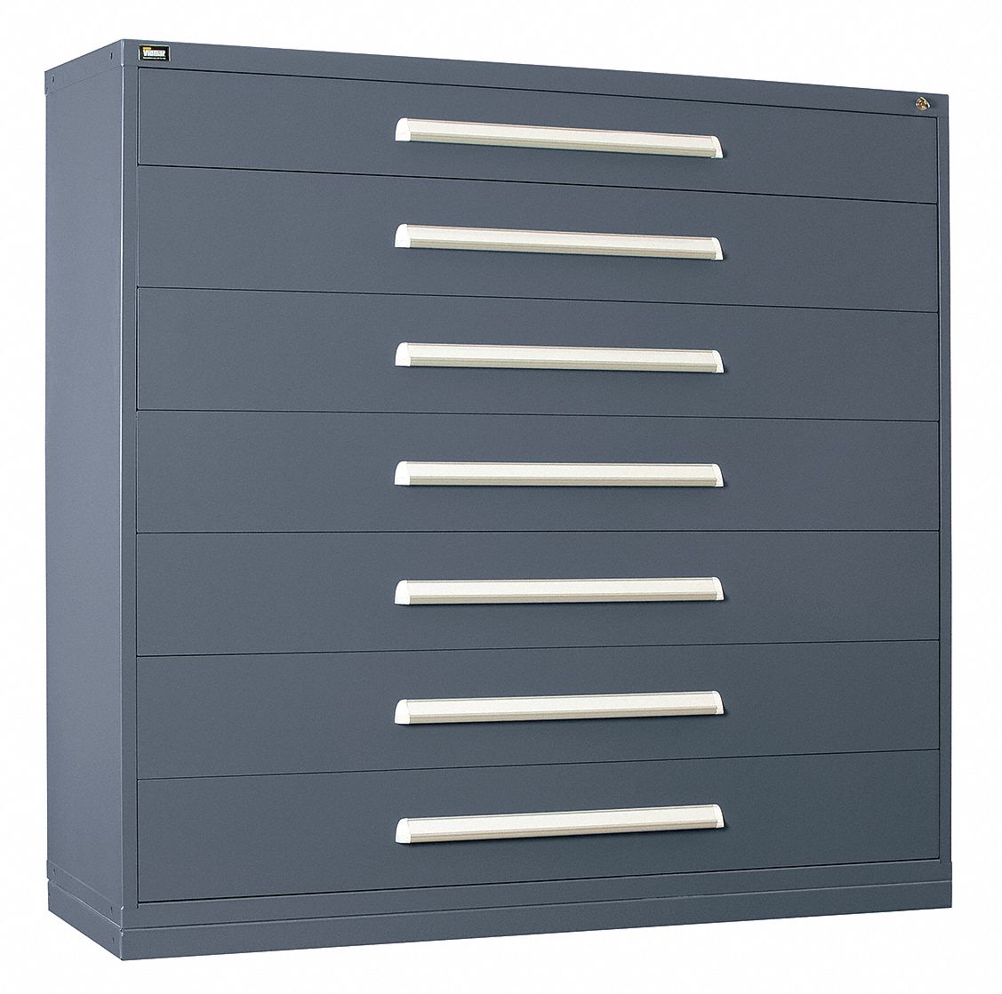 Double Wide Cabinet, 7 Drawers, Gray