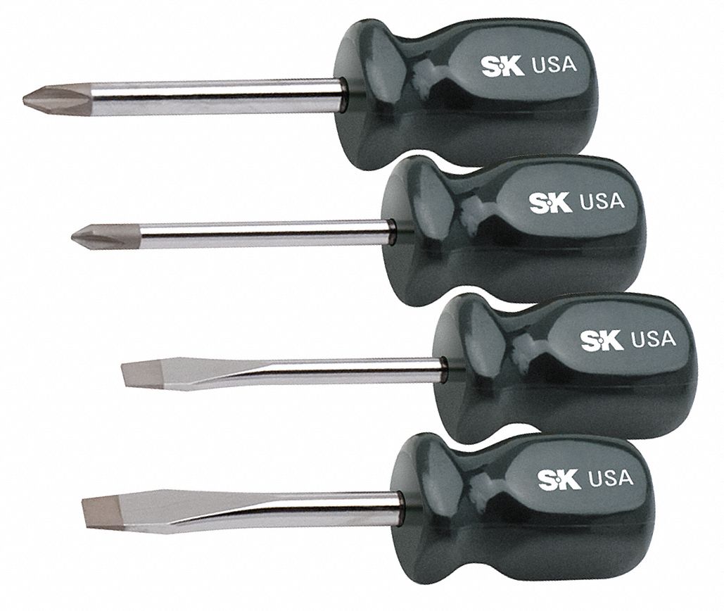 Screwdriver Set, Sure Grip Stubby, 4 Pcs