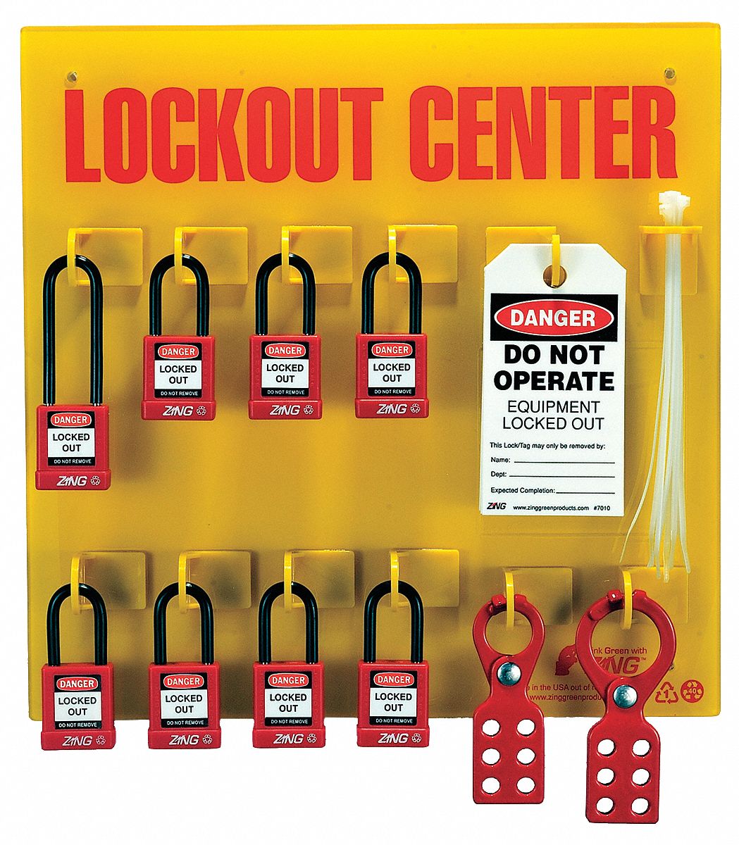 Lockout Station, Filled, 8 Padlocks