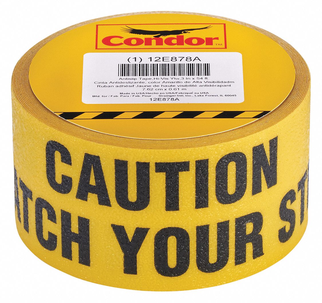 Antislip Tape, Hi-Vis Ylw, 3 In x 54 ft.