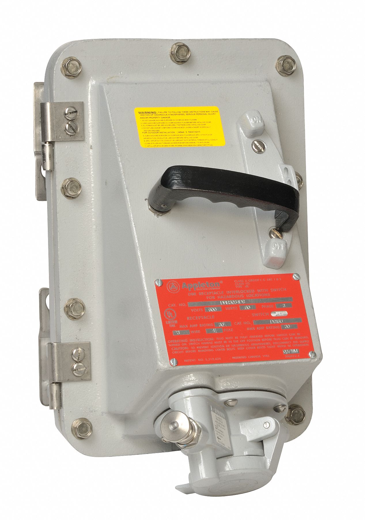Receptacle, 600V FDB Breaker, 100A, 3W, 4P
