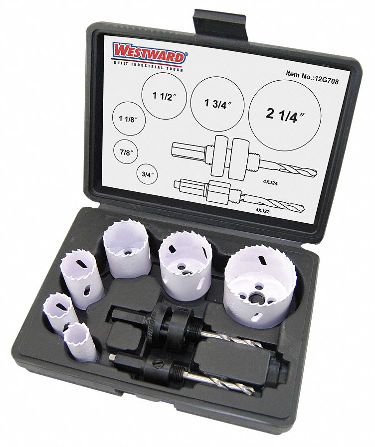 Hole Saw Set, Bi-Metal, 8 Pcs