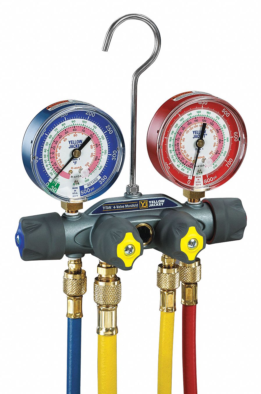 Manifold Gauge and Hose Set, 4 Valve