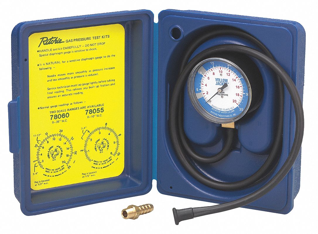 Gas Pressure Test Kit, 0 to 35 In WC