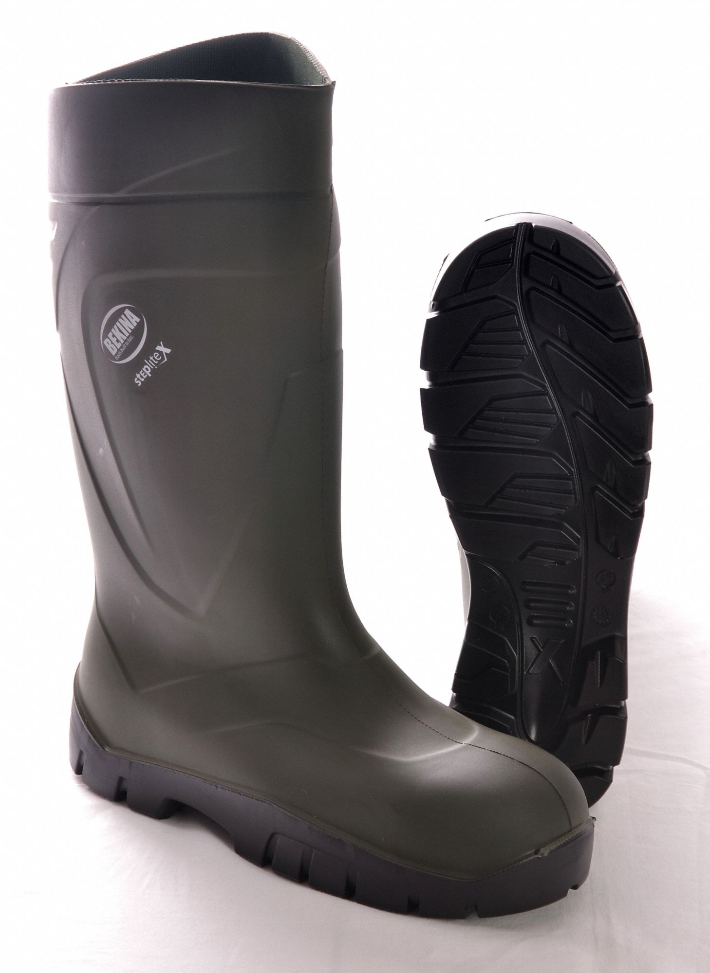 Boots, Steel Toe, PU, 16In, Green, 11, PR