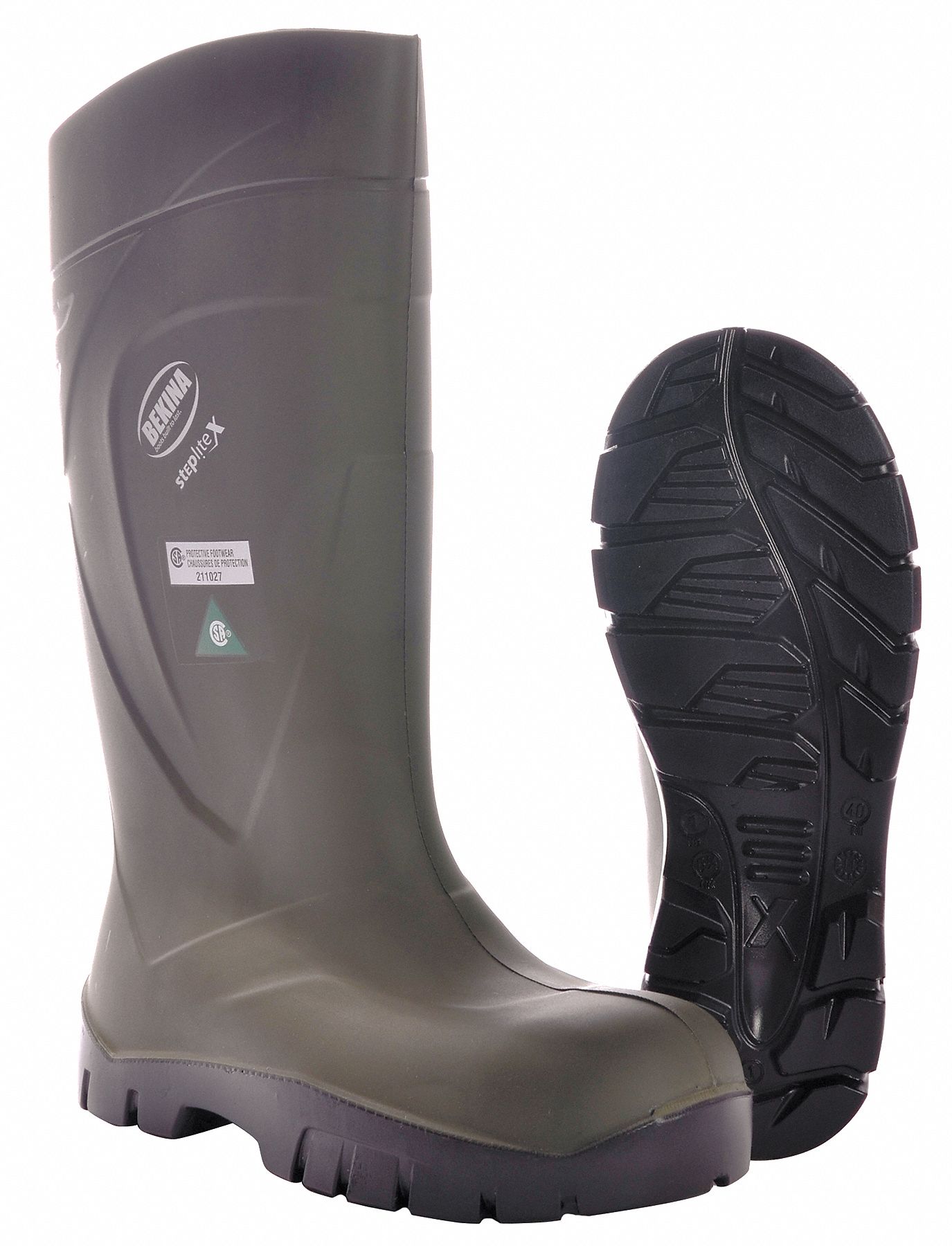 Boots, Steel Toe, PU, 16In, Green, 7, PR