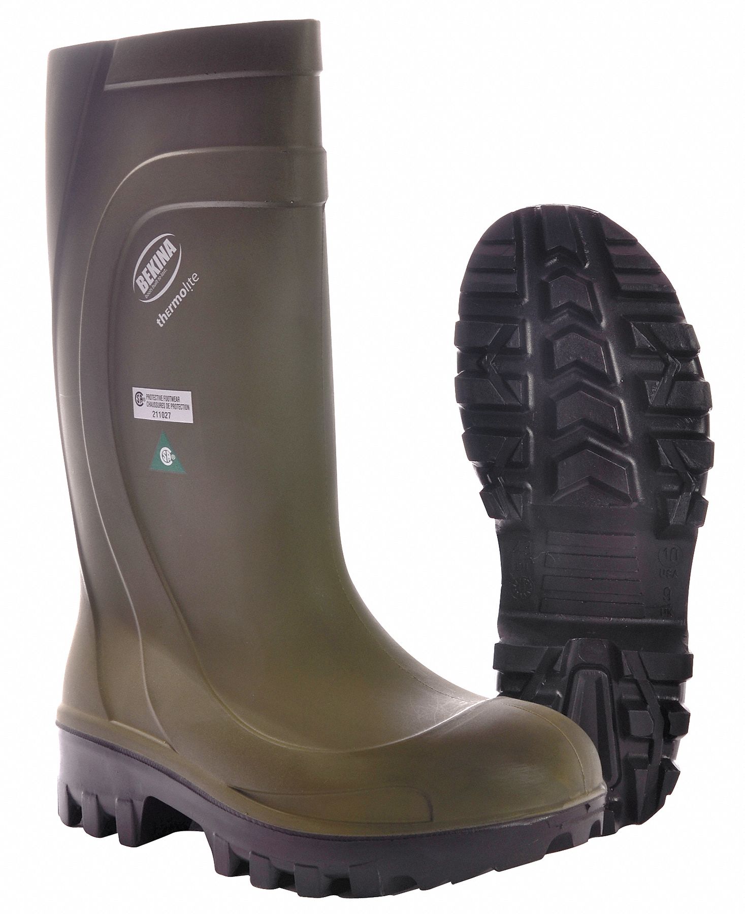 Boots, Steel Toe, PU, 16In, Green, 6, PR