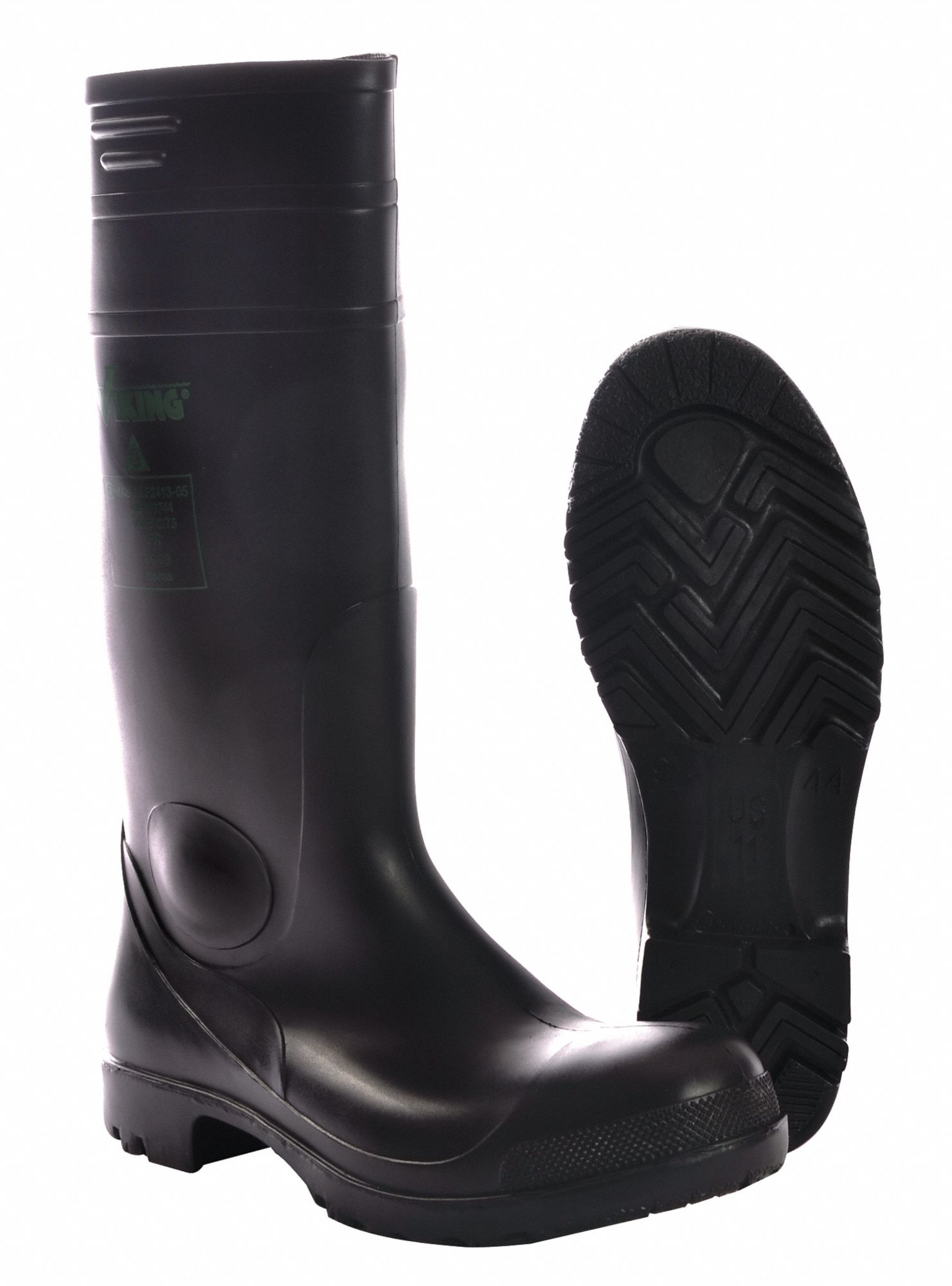 Boots, Steel Toe, PVC, 15 In, Black, 6, PR