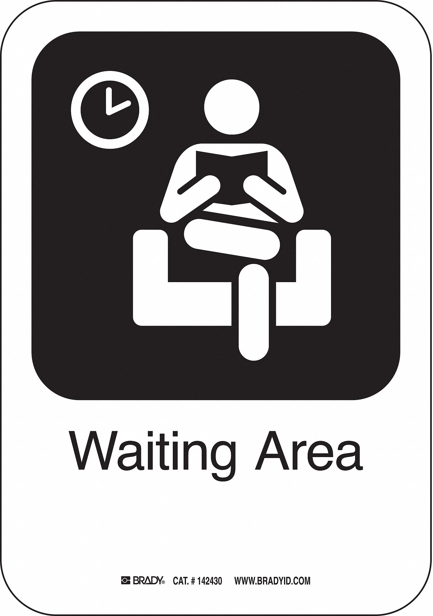 Waiting Area Sign, 10 x 7 In, AL