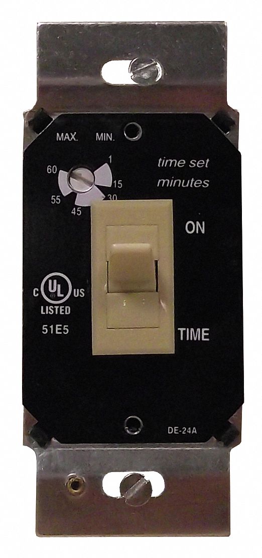 Fan Light Time Switch, 2 Pos, 500W, 120V, Iv