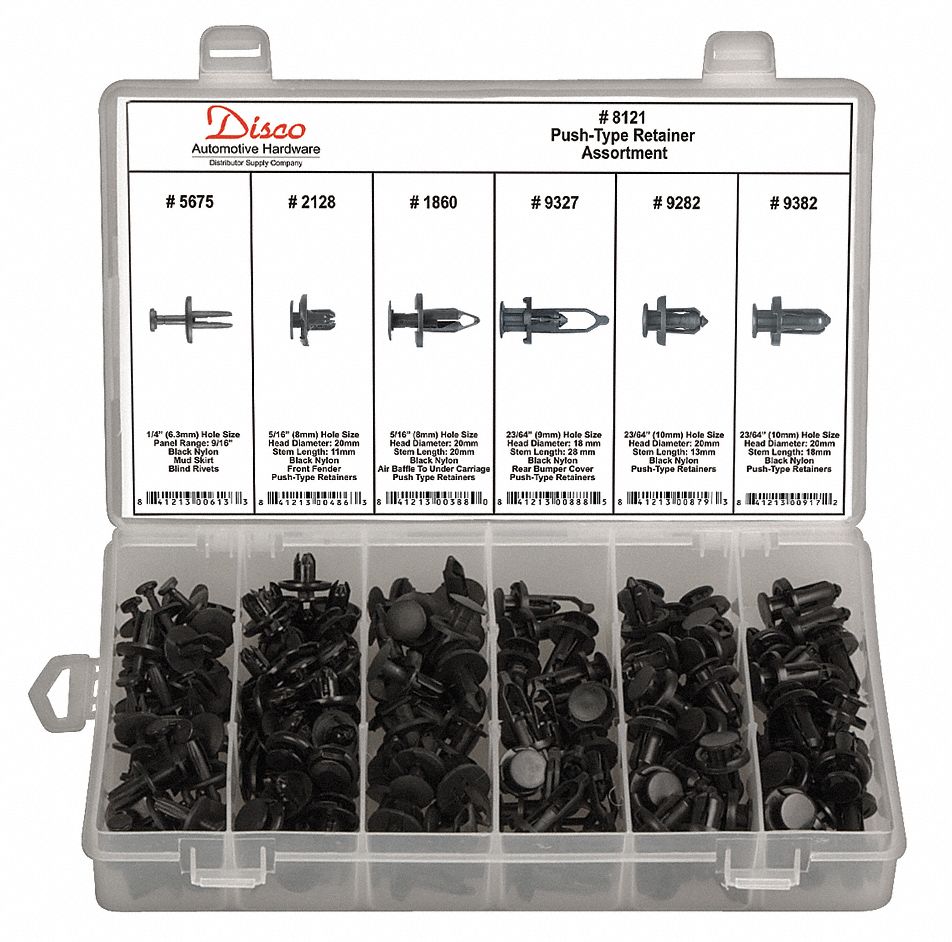 Nylon Push Type Retainer Asst, Pc 175