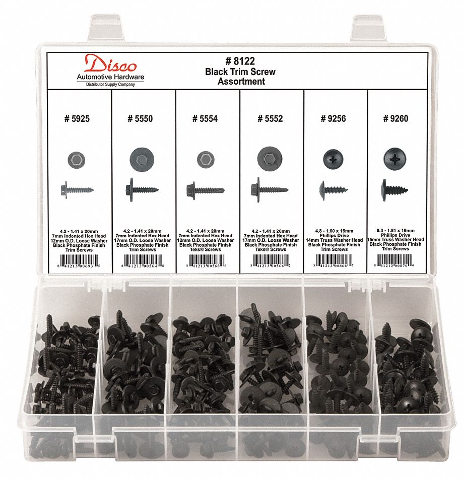 Black Trim Screw Assortment, 210 Pc