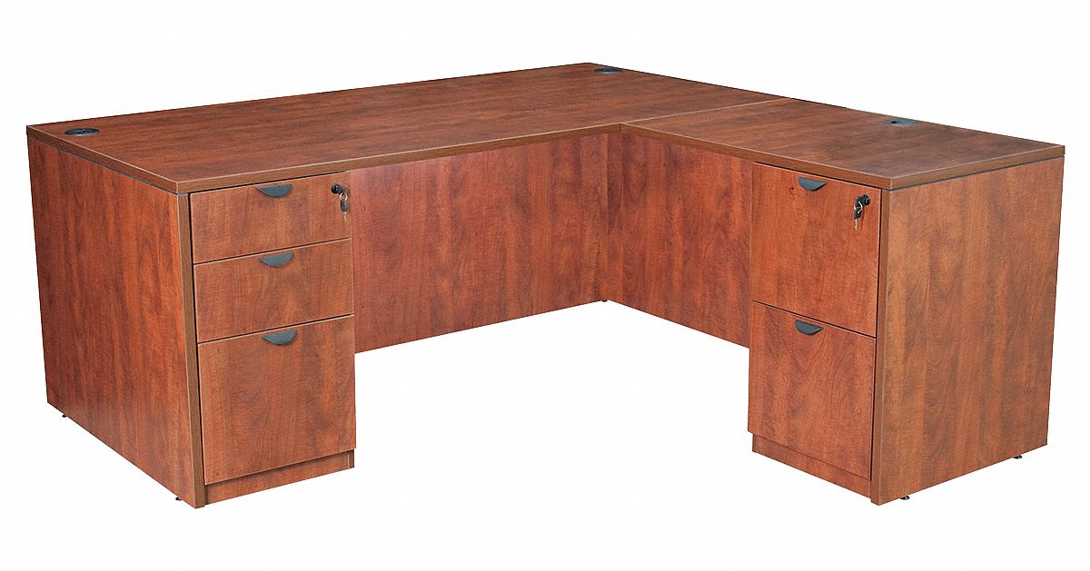 Office Desk, L-Shape, Legacy, 71W, Cherry