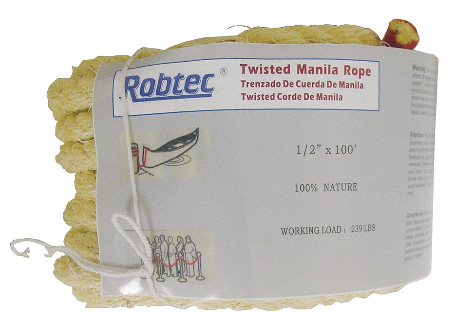 Rope, Manila, Twisted, 5/8 In. dia., 600ft L