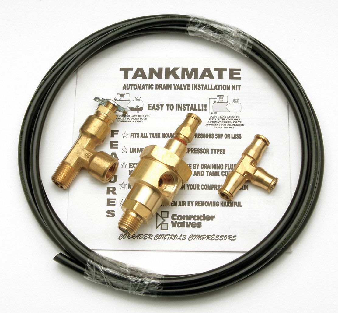 Auto Drain Valve Kit, Pneumatic, Brass