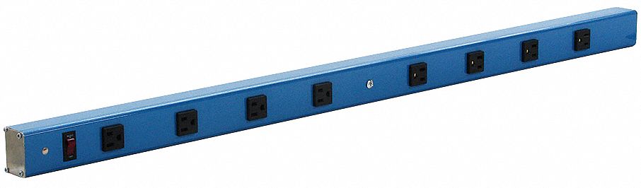 Power Strip, 54 W x 4 D x 2 in. H, Blue