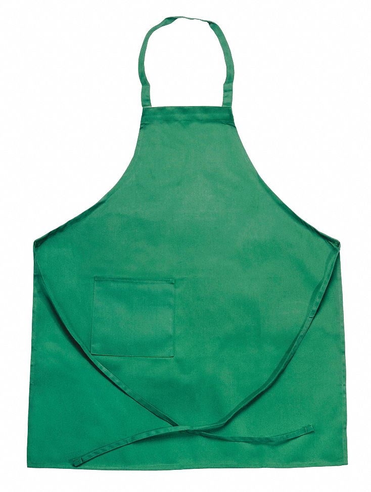 Bib Apron, Full Length, Side Pocket, Green
