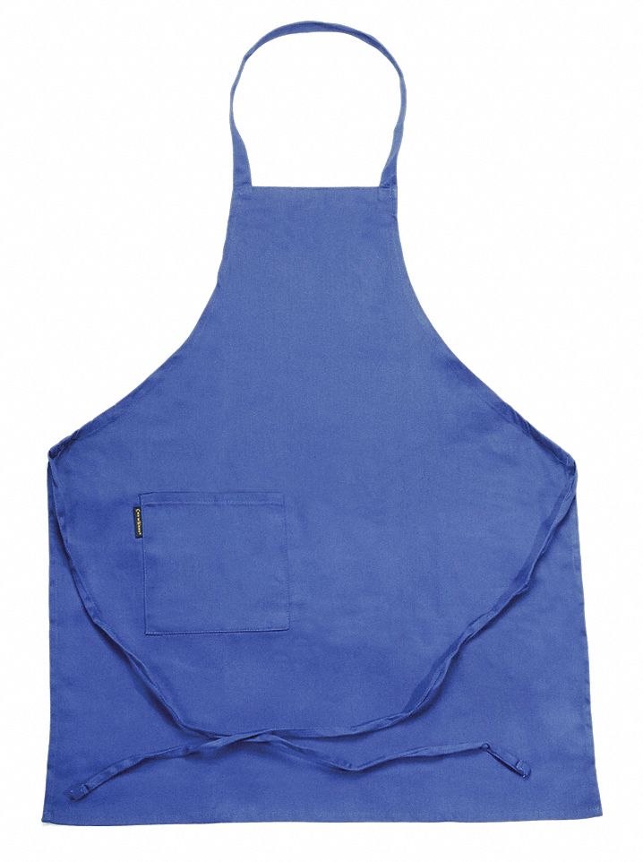 Bib Apron, Full Length, Side Pckt, Royal Bl