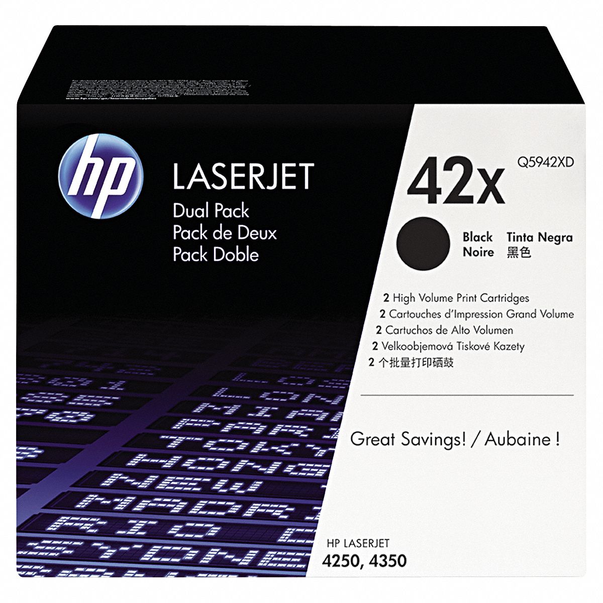 Toner, HP, LJ 4250, 4350, Blk, PK 2