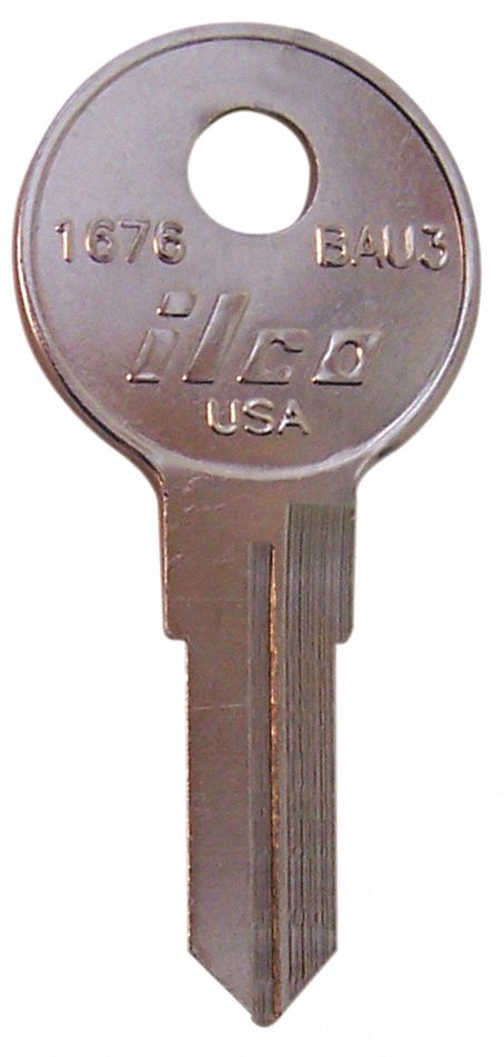 Key Blank, Brass, 1676-BAU3, PK 10