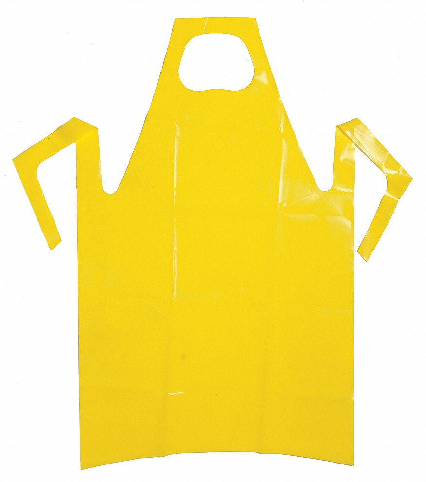 Die Cut Apron, Yellow, 45 In. L, PK 50