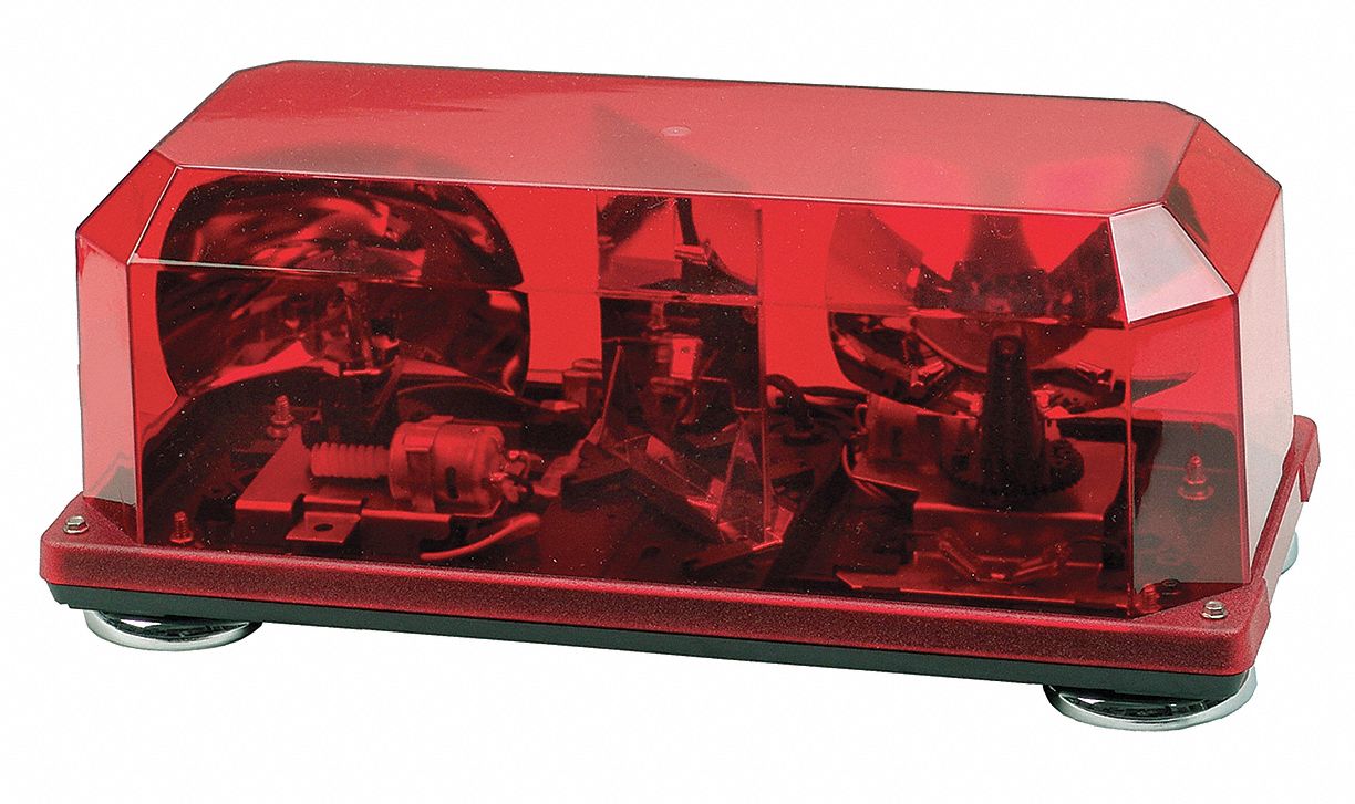 Mini Lightbar, Halogen, Red, Perm, 15-3/4 In