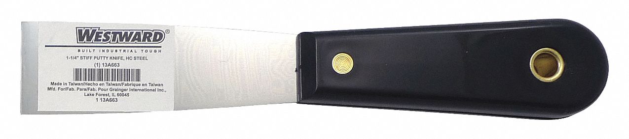 Putty Knife, Stiff, Full Tang, Stl/PP, 1-1/4