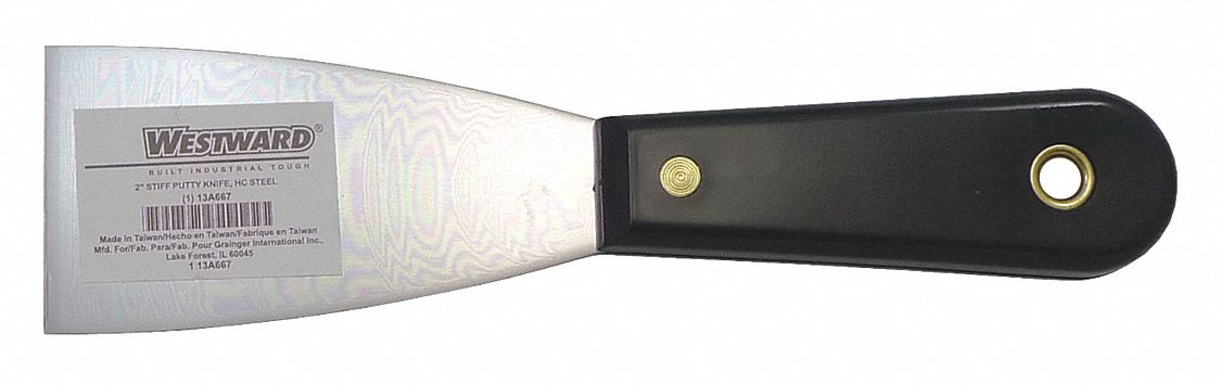 Putty Knife, Stiff, Full Tang, Stl/PP, 2 In