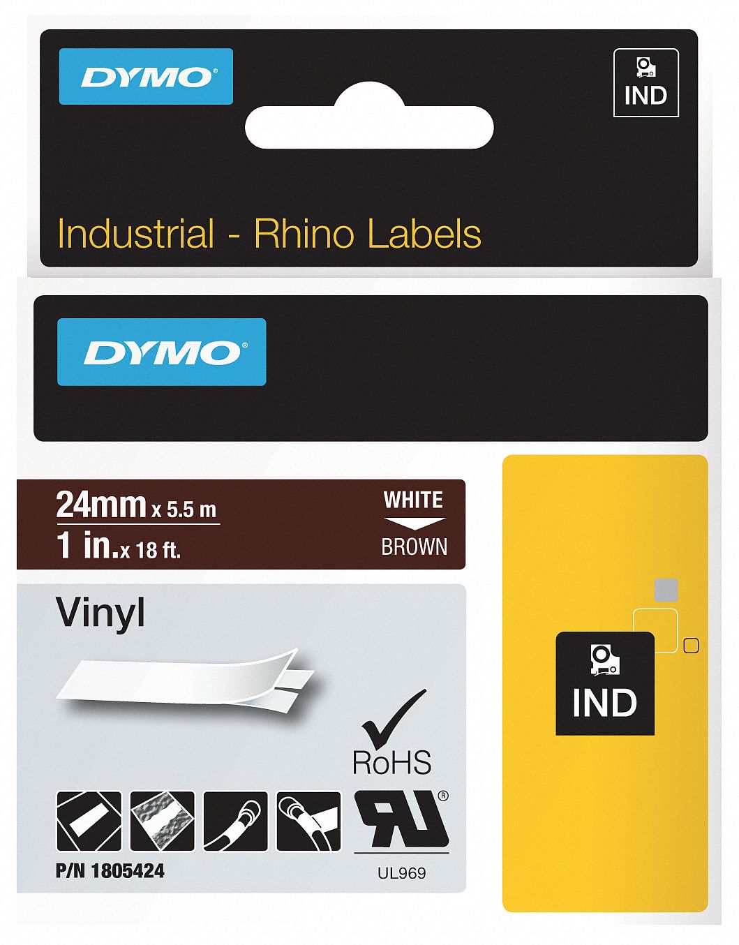 Label Cartridge, White/Brown, 18 ft. L