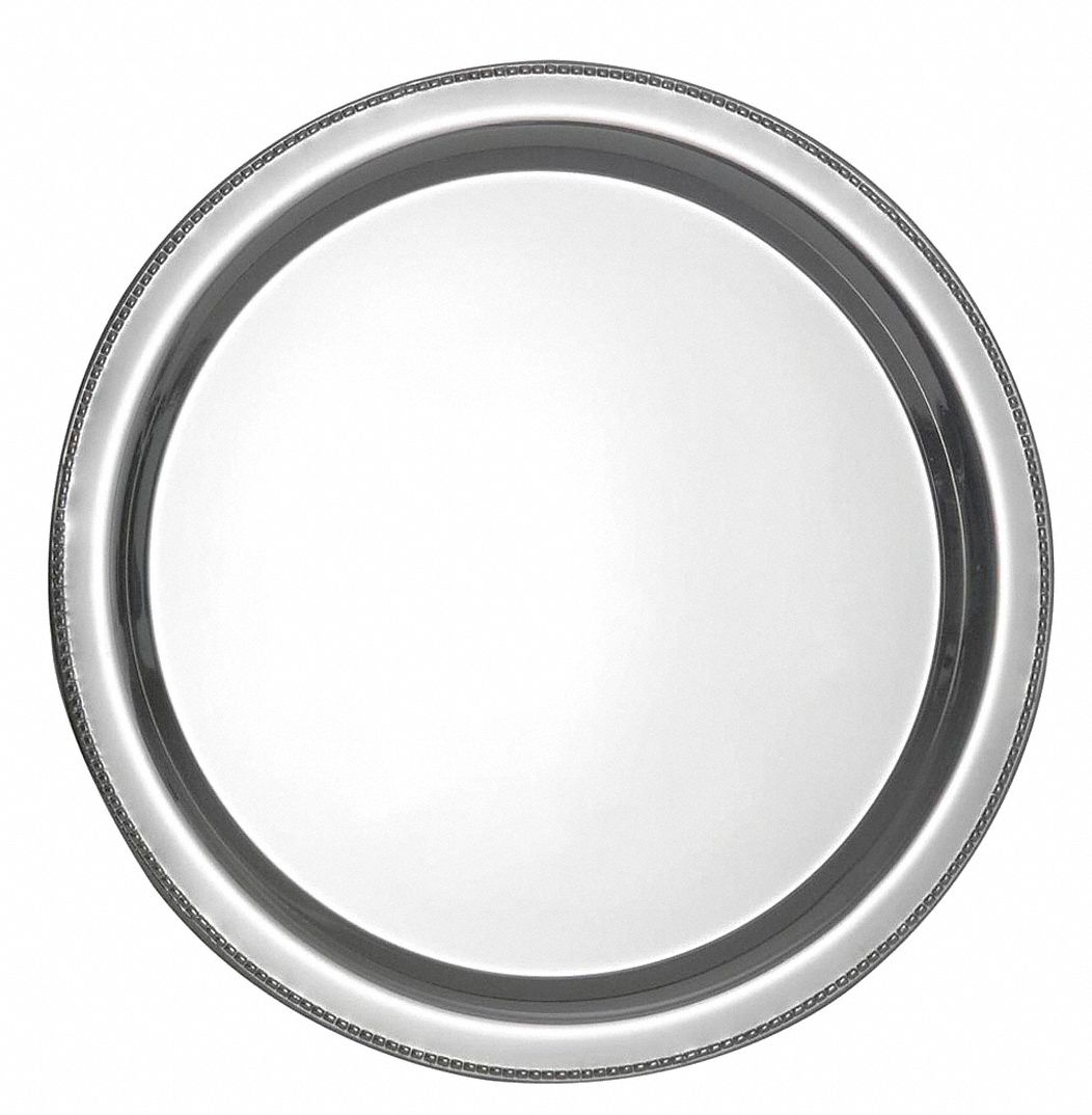 Serving Tray, 15 Dia, Stainless Steel