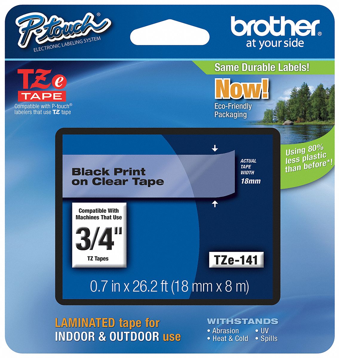Label Tape, Black/Clear, 26-1/5 ft. L
