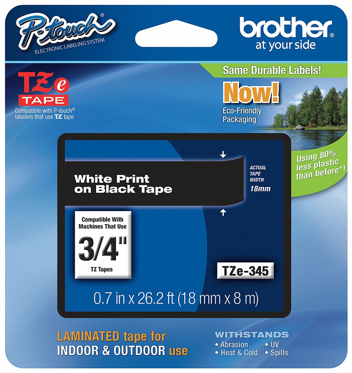 Label Tape, Black/White, 26-1/5 ft. L