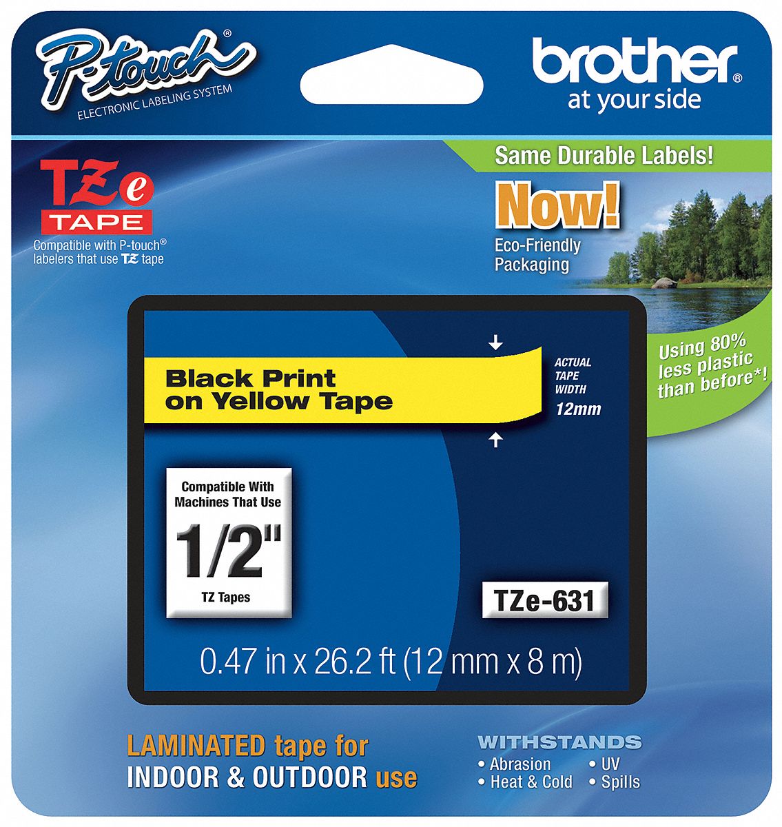 Label Tape, Black/Yellow, 26-1/5 ft. L