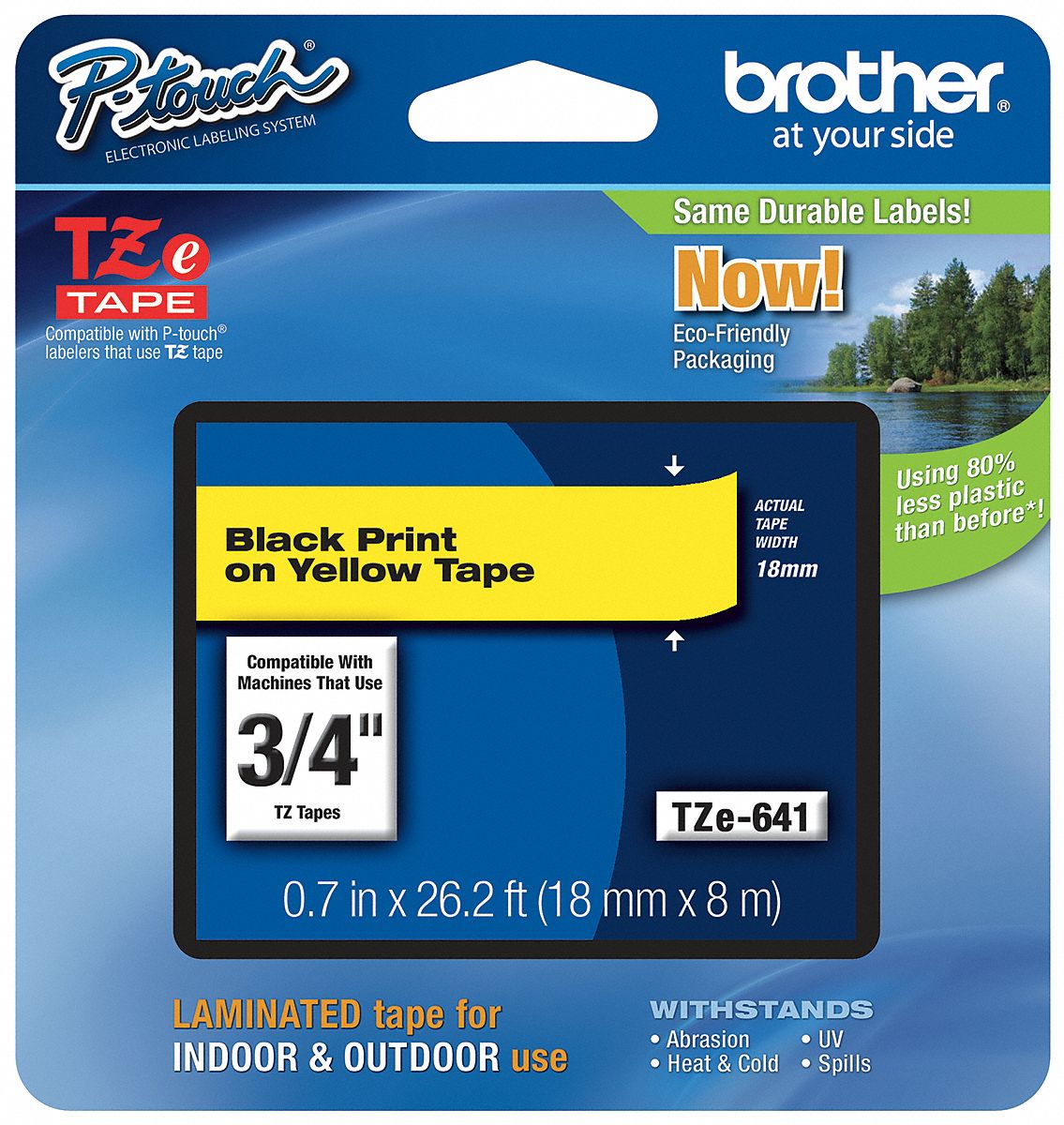 Label Tape, Black/Yellow, 26-1/5 ft. L