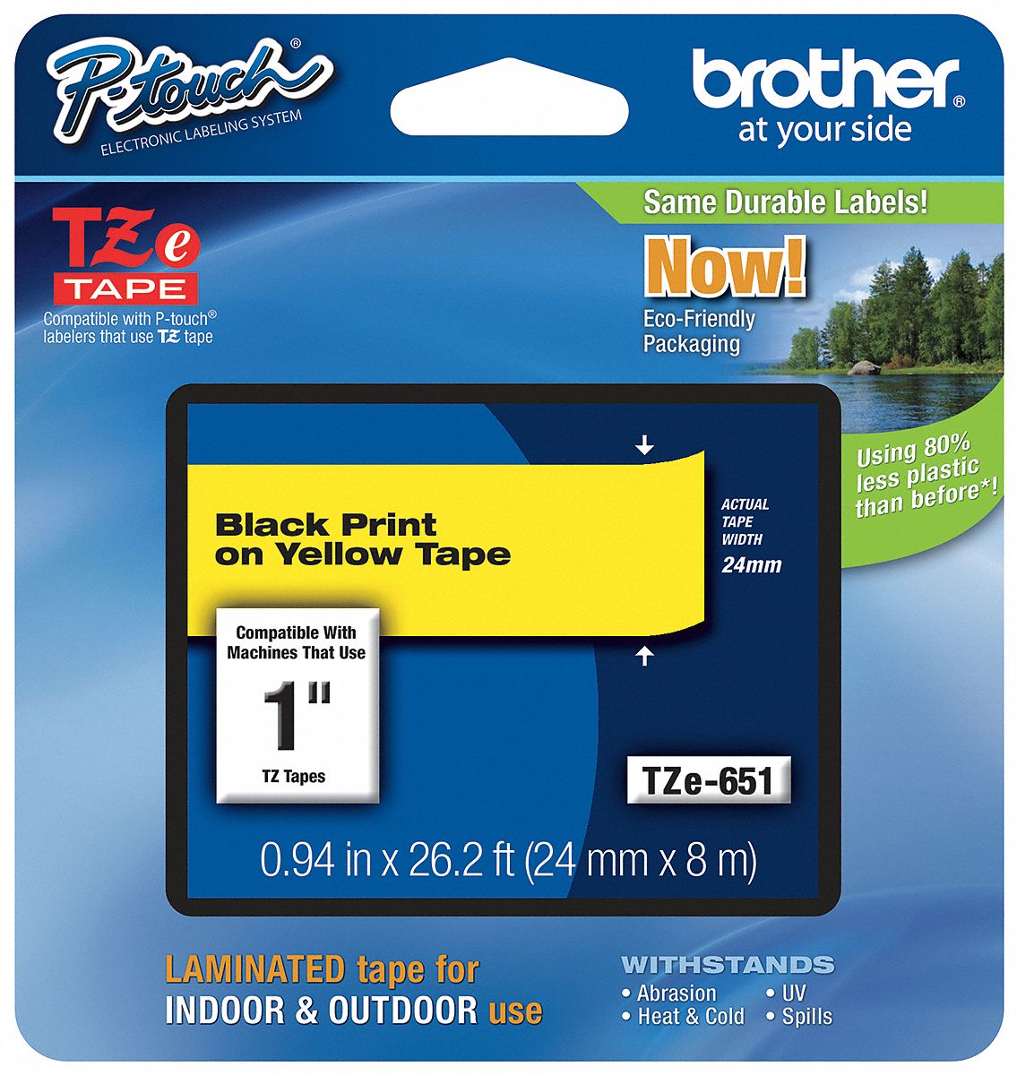 Label Tape, Black/Yellow, 26-1/5 ft. L