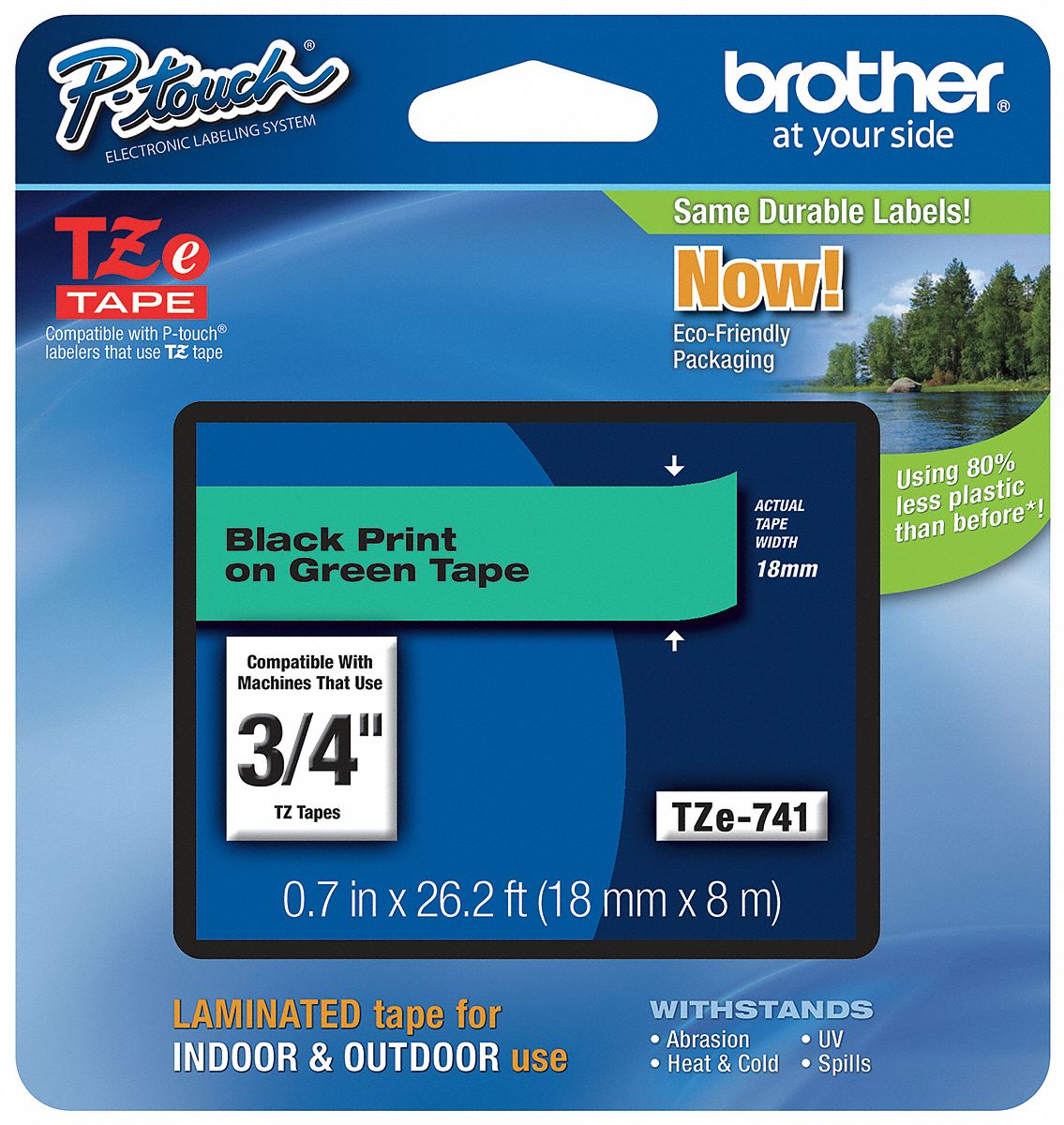 Label Tape, Black/Green, 26-1/5 ft. L
