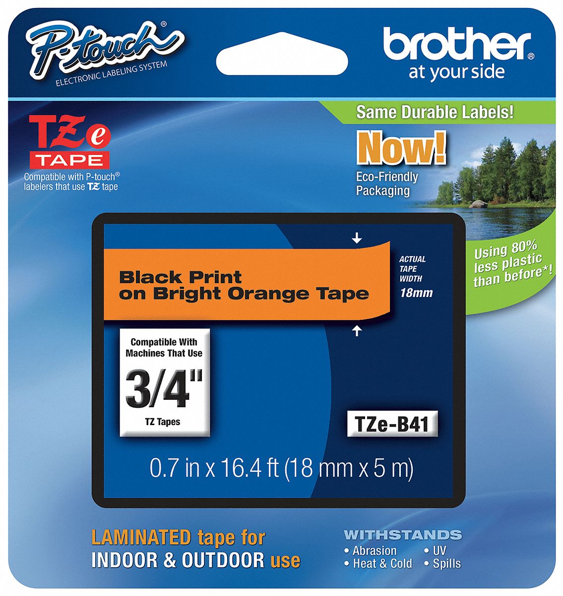 Label Tape, Black/Orange, 26-1/5 ft. L