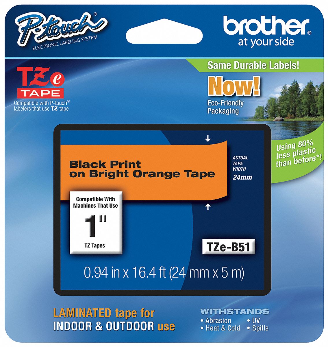 Label Tape, Black/Orange, 26-1/5 ft. L