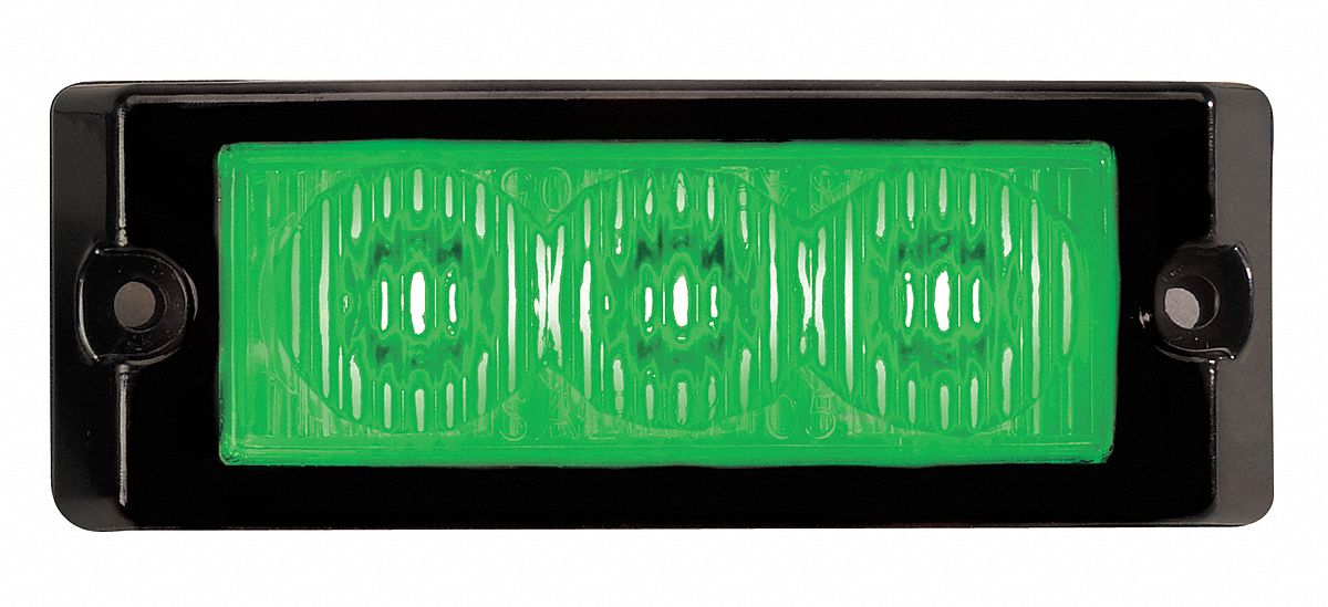Single Lighthead, LED, Green, Rect, 3-1/2 L