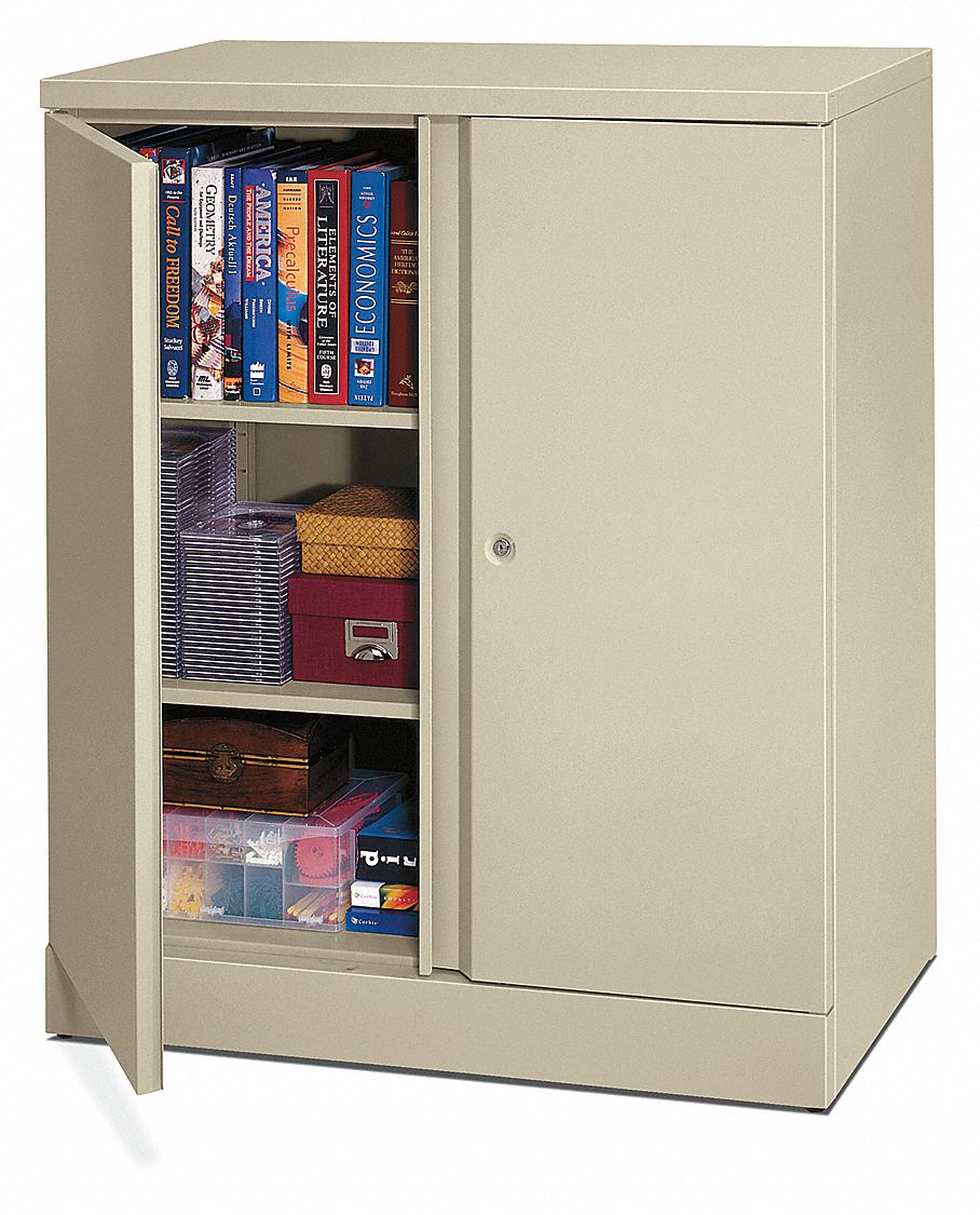 Storage Cabinet, 3-Shelf, 43 H, Putty