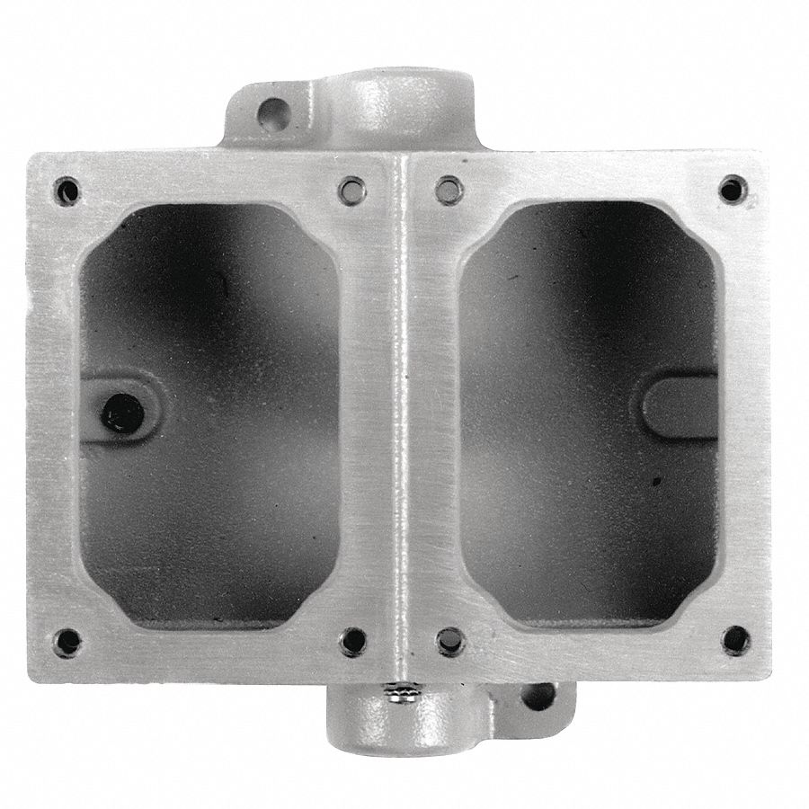 Mounting Body, 2Gang, 1/2In, Feed-Thru, Alum
