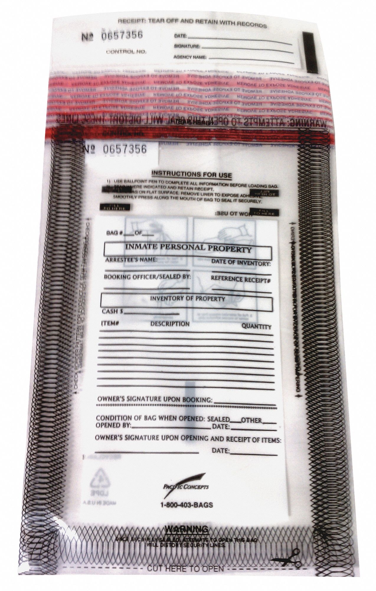 Inmate Money Bag, PK100