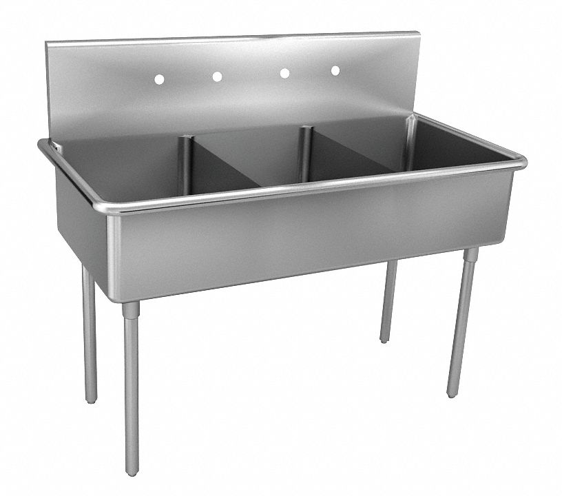 Triple Compartment Sink, 75 In L