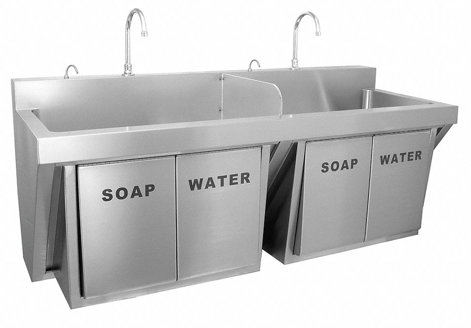 Double Compartment Scrub Sink, 64 In L