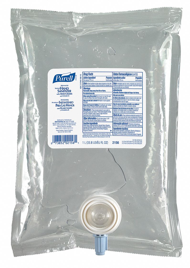 Hand Sanitizer Refill, Alcohol, Gel, PK 8