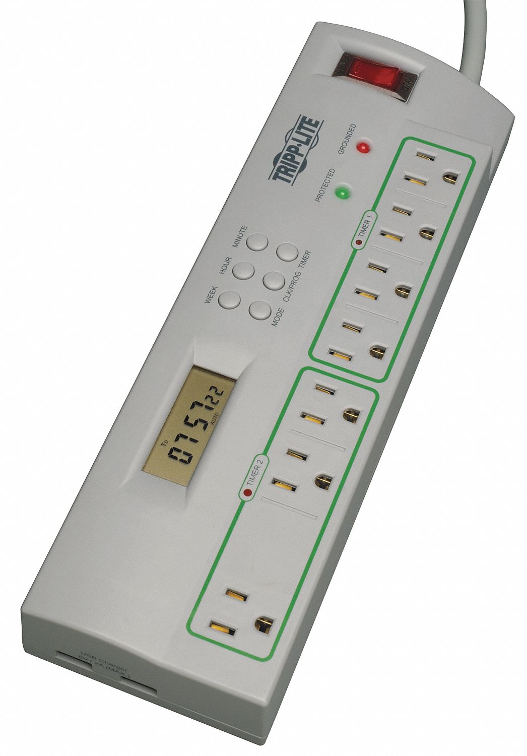 Surge, 7 Outlet, 8 Ft Cord, LED